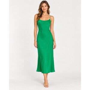 J.Crew Women’s Size 4 Green Cupro Viscose Slip Midi Dress Spaghetti Strap